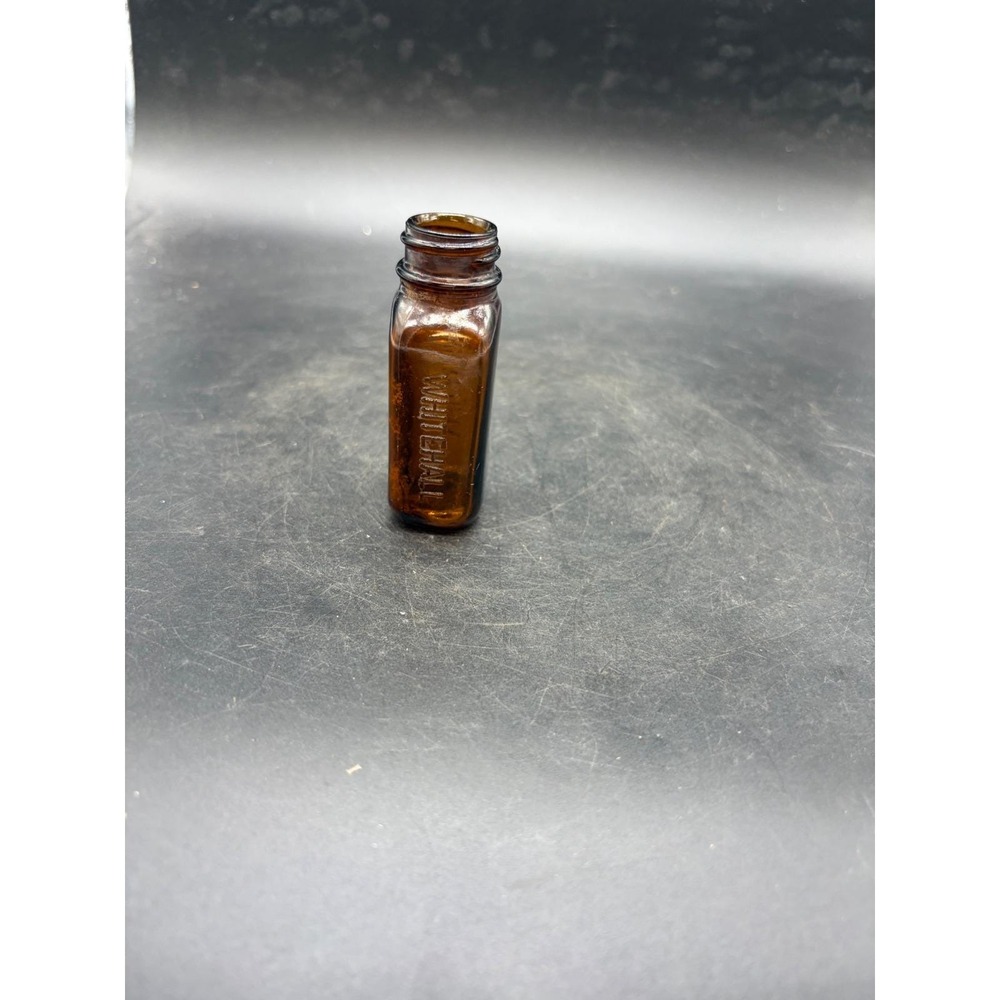 Vintage Whitehall Amber Glass Apothecary Bottle Illinois Glass Co Embossed Brown